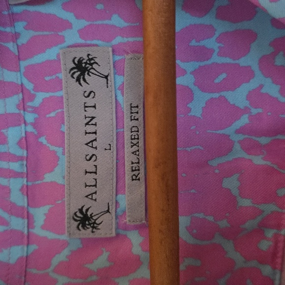 All Saints Large Vibrant Pink and Blue Patterned Shirt Perfect Condition - Picture 3 of 6